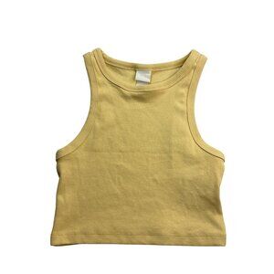 H&M Womens Ribbed Cropped Tank Top Size S Pale Yellow